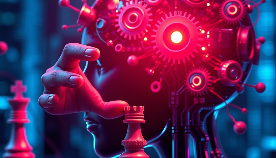 AI job market impact research visual with gears and chess.