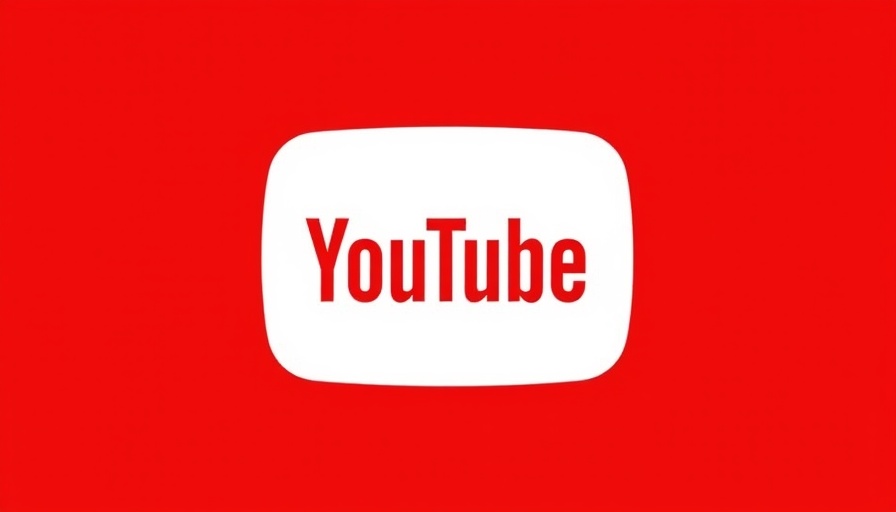 Minimalistic YouTube logo on red background.