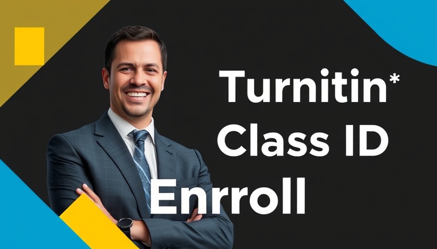 Turnitin class ID and enrollment key use graphic with suit-clad man.