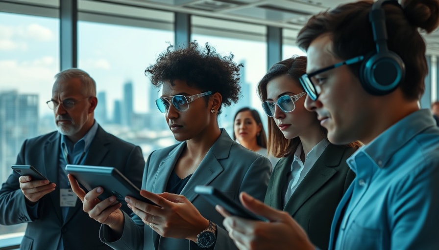 AI job recruiters use facial recognition technology in an office.