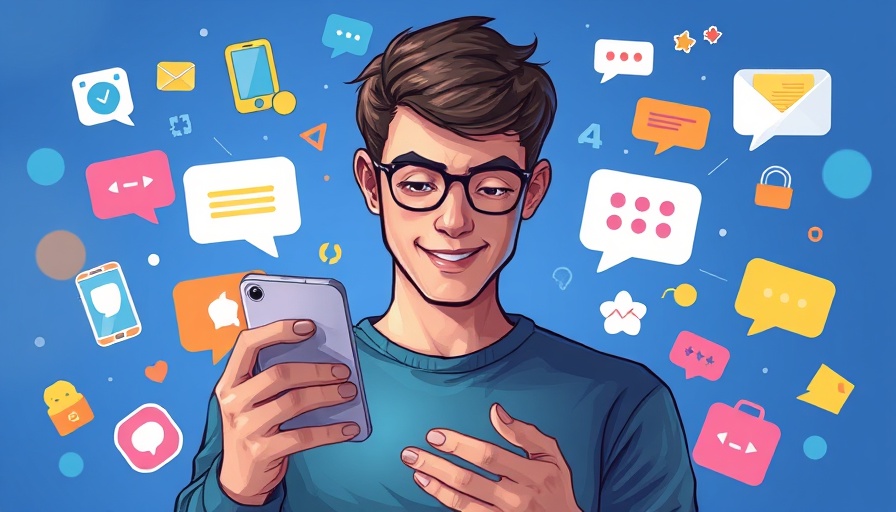 Young man using smartphone with digital communication icons, AI tools employers want you to know.