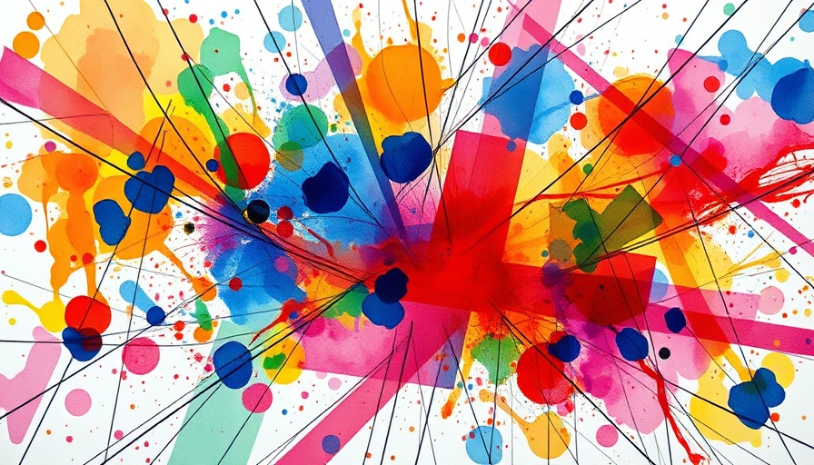 Abstract watercolor art with geometric patterns for AI text spotting.