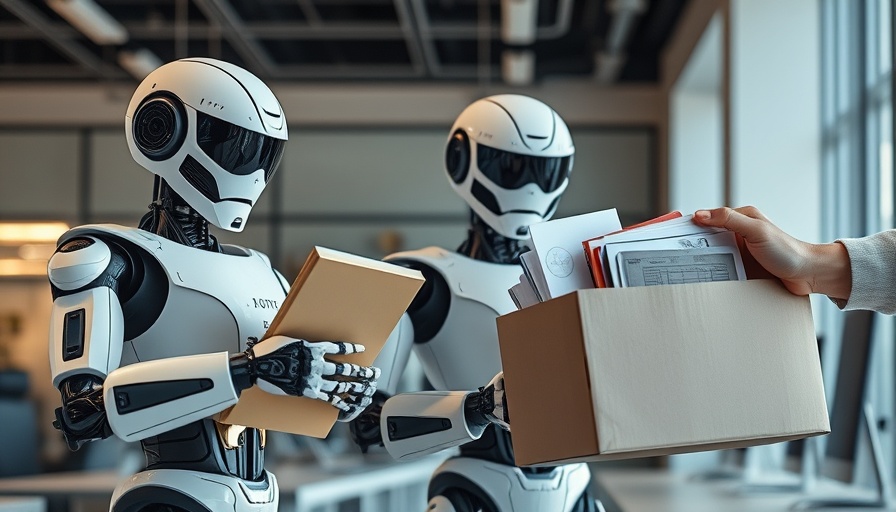 AI Stealing Entry-Level Jobs concept with robots in an office.