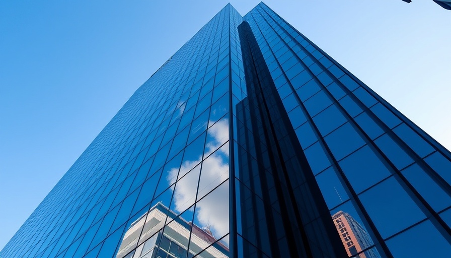 Microsoft building reflecting blue sky, symbolizing AI impact.