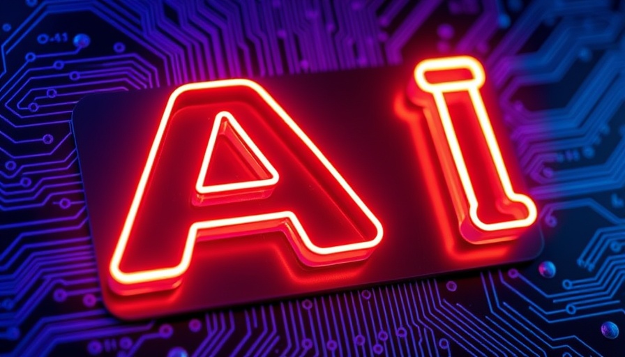 Futuristic AI sign glowing on a circuit board, FTC AI Detection Claims concept.