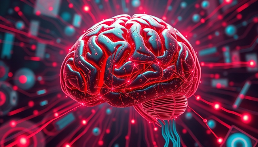 Futuristic illustration of digital brain with tech elements, highlighting impact of AI on cybersecurity jobs.