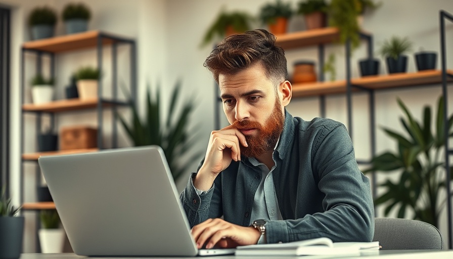 Thoughtful professional man working at desk in modern office, AI's impact on IT careers.