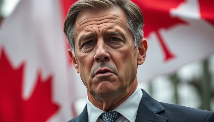 World news today: man at press conference with Canadian flag.