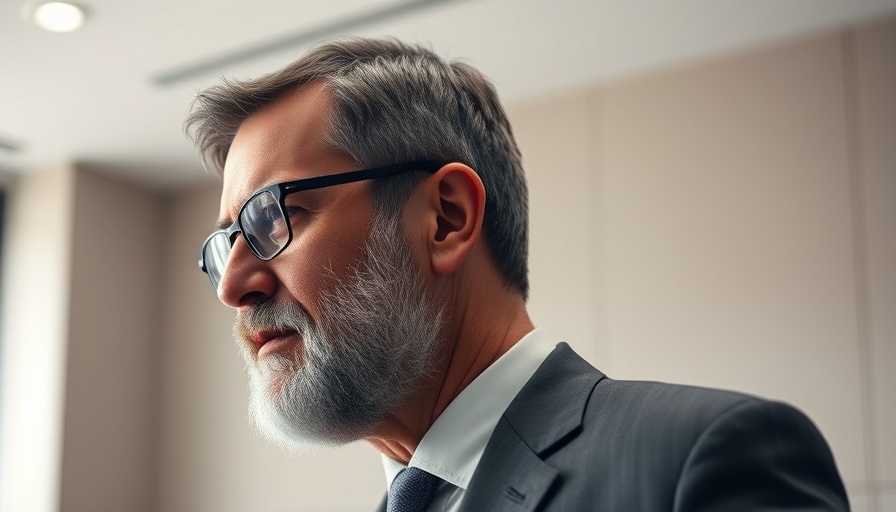 Middle-aged man in profile with glasses and beard, thoughtful in business suit, CFPB Data Broker Regulation Withdrawal.