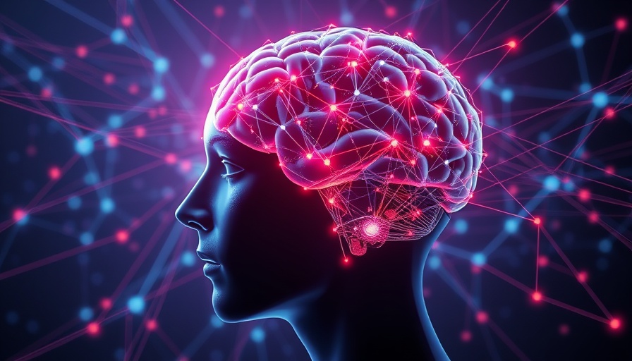 Illustration of a brain with neural connections for brain-to-computer protocol