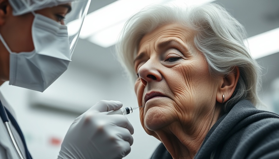 Woman receiving shingles vaccine in a clinic for heart disease prevention.