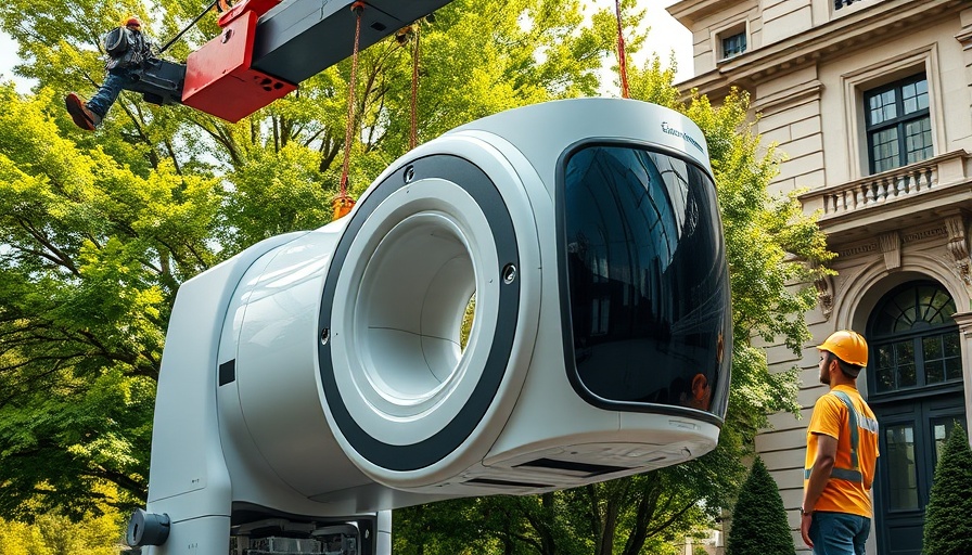Large MRI machine installation outdoors - healthy living tech.