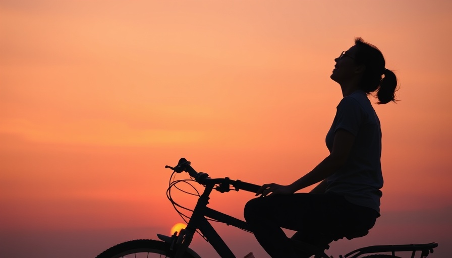 Silhouette cyclist at sunset promoting exercise brain health.
