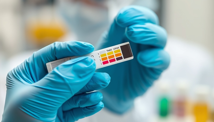 Gloved hands checking urine test strip for early prostate cancer detection.
