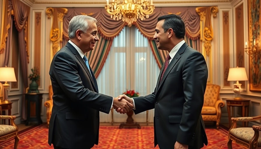 Diplomats shaking hands in opulent room, lifting US sanctions on Syria