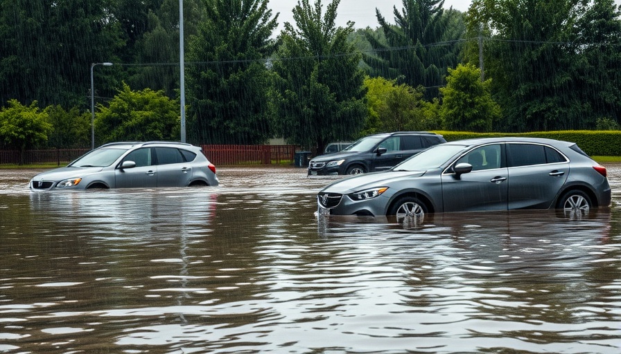 Severe flooding in parking area submerging cars; trending news in the world.