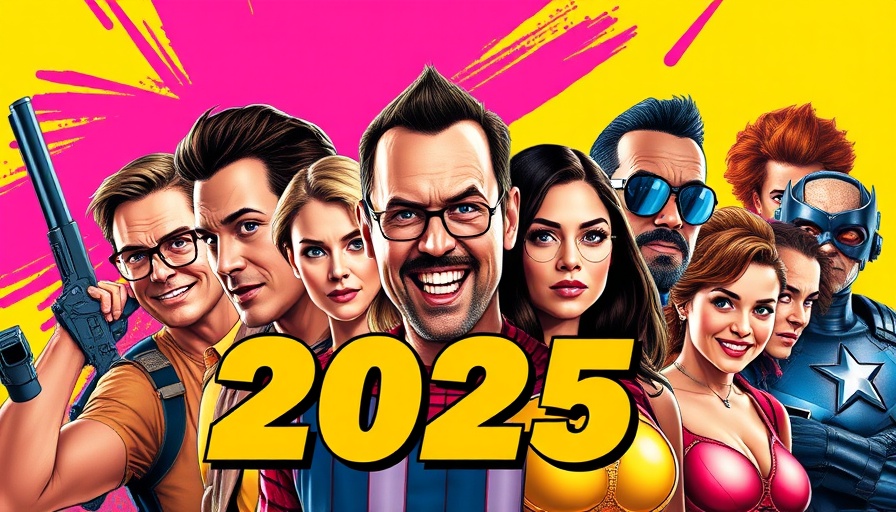 Pop art collage of characters for latest movie releases 2025.
