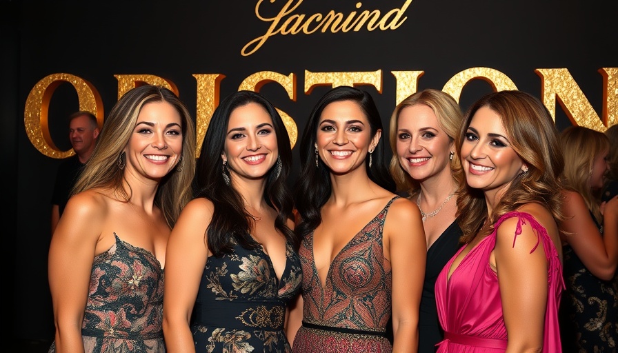 Elegant women smiling at event for celebrity news today.