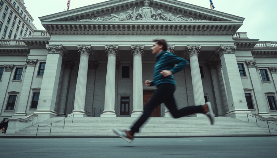 U.S. Treasury building with jogger, conveying Moody's downgrades U.S. credit rating influence.