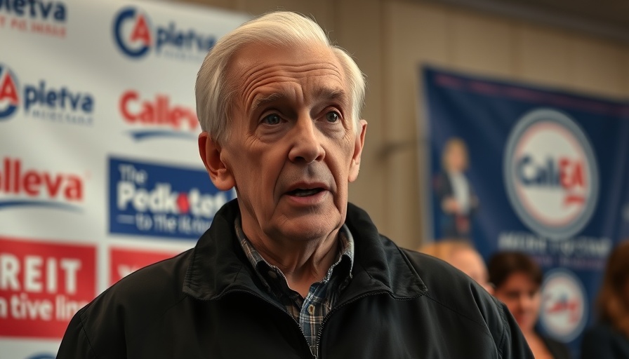Older man speaking at a campaign event backdrop, addressing Joe Biden's health age questions.