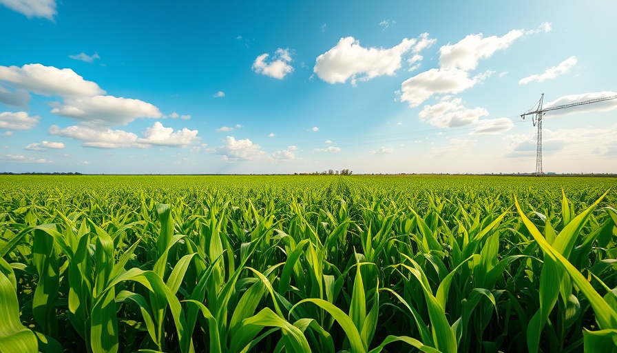 Cornfield under clear sky emphasizing water quality in agrifood systems.