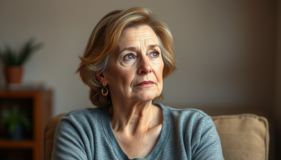 Middle-aged woman looking contemplative indoors