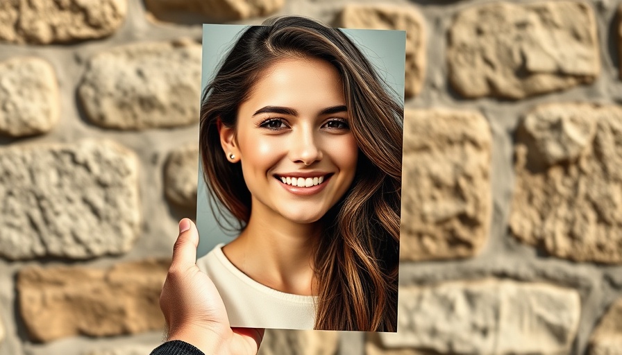 Person holds a smiling woman's portrait, current world events context.