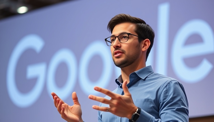 Confident speaker at Google tech event 2025.
