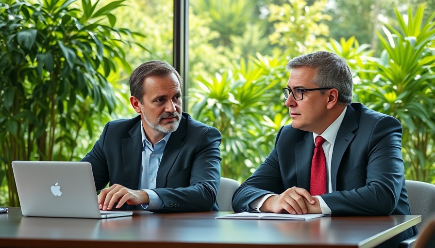 Two men engaging in a discussion at a conference, trending news today.