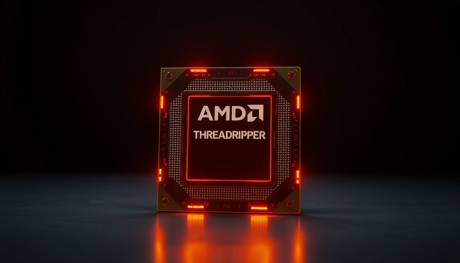 Cutting-edge AMD Threadripper chip glowing, AI innovations 2025.