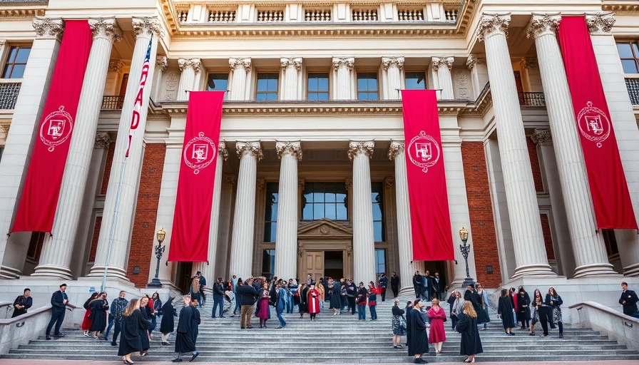 US bans Harvard from admitting foreign students, university entrance scene.