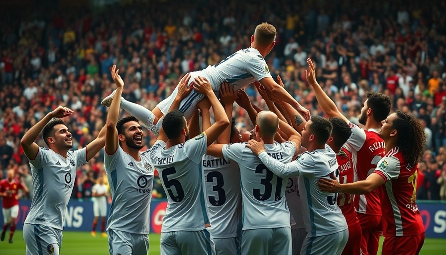 Champions League qualification news: Soccer players celebrating a goal.
