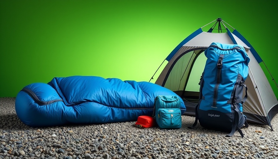 REI anniversary sale outdoor deals gear collage on green gradient.