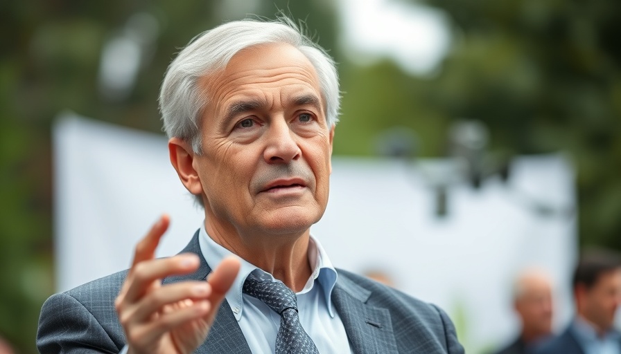 Older man's expression amid discussion at an outdoor event.