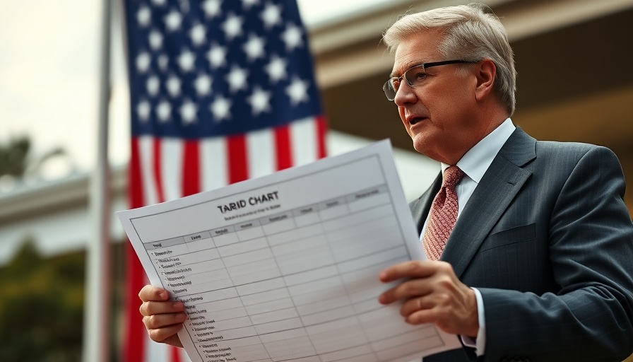 Court ruling against Trump's tariffs discussed with chart and flag backdrop.