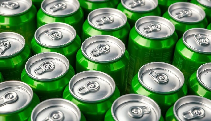Cluster of green beverage cans highlighting sugary drinks diabetes risk.