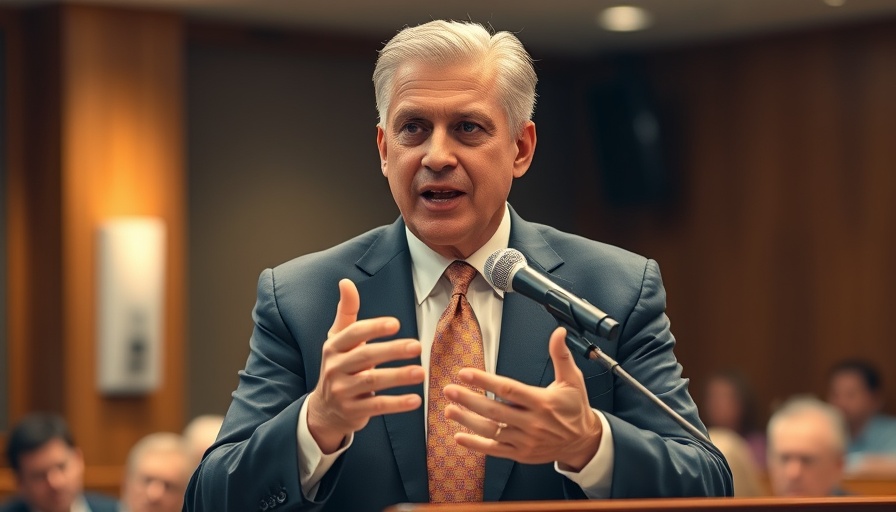 Businessman speaking passionately at a conference, Harvard foreign student policies discussion.