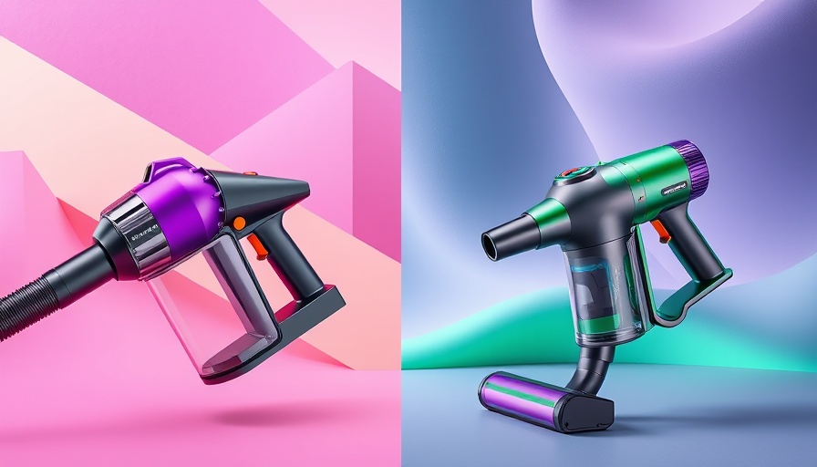 Comparison of best handheld vacuums on colorful background.