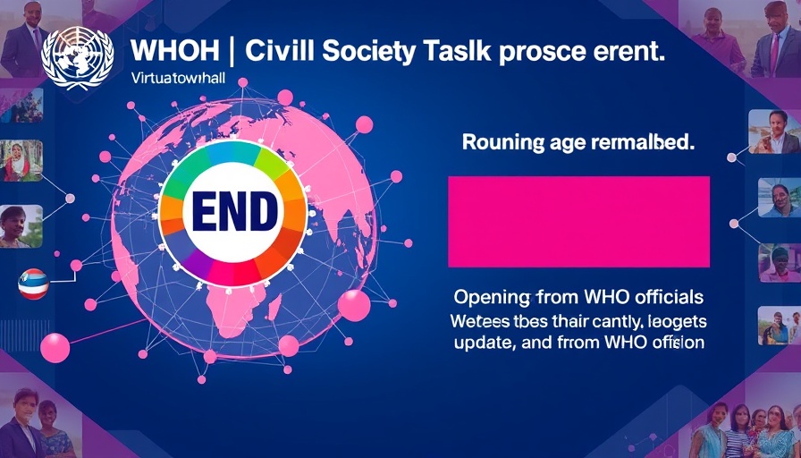 WHO Civil Society Task Force on TB townhall graphic with vibrant colors.