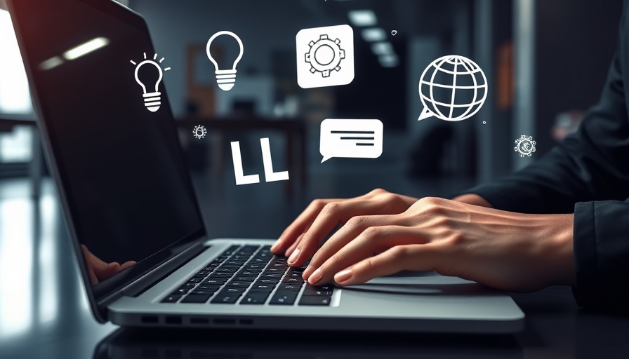 Typing hands with AI icons highlight shadow AI concerns.