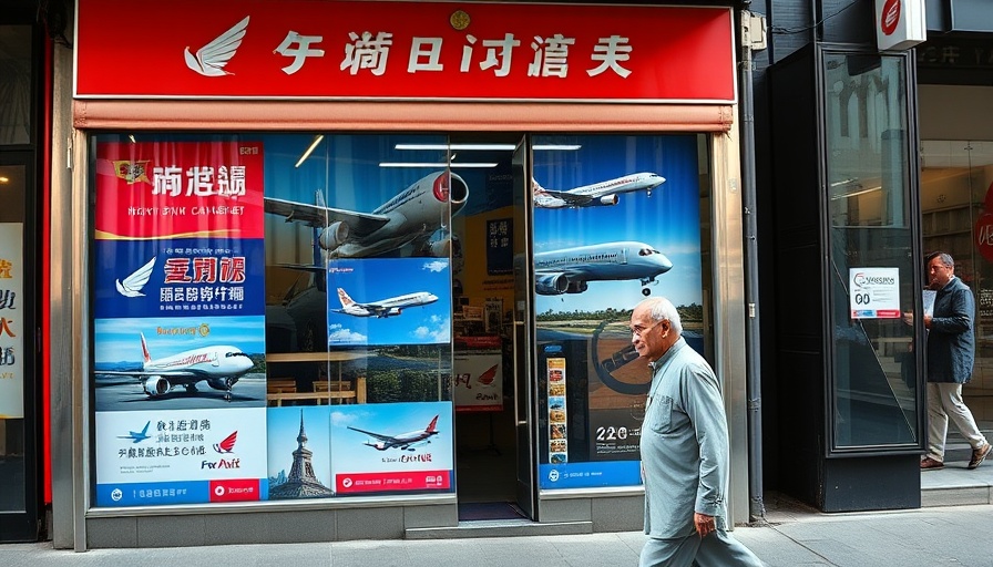 Travel agency with airline ads, relevant to trump travel ban.