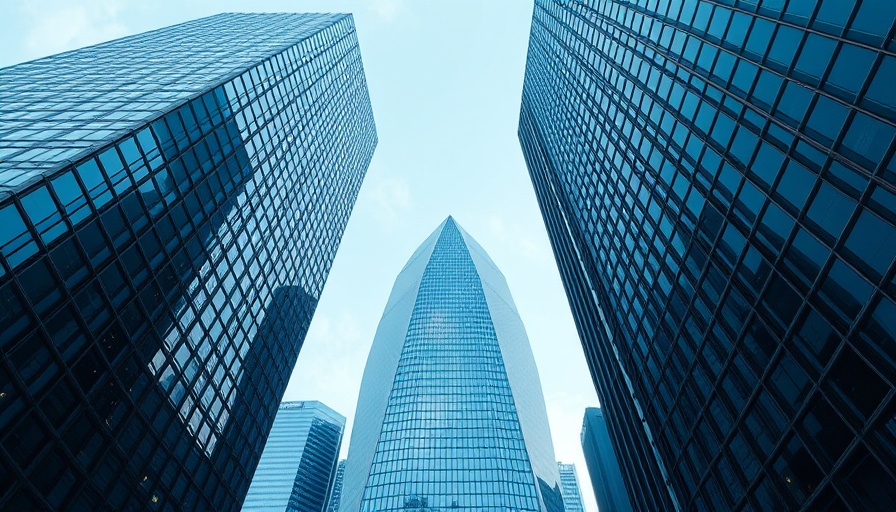 Skyscrapers and glass dome cityscape in business news today.
