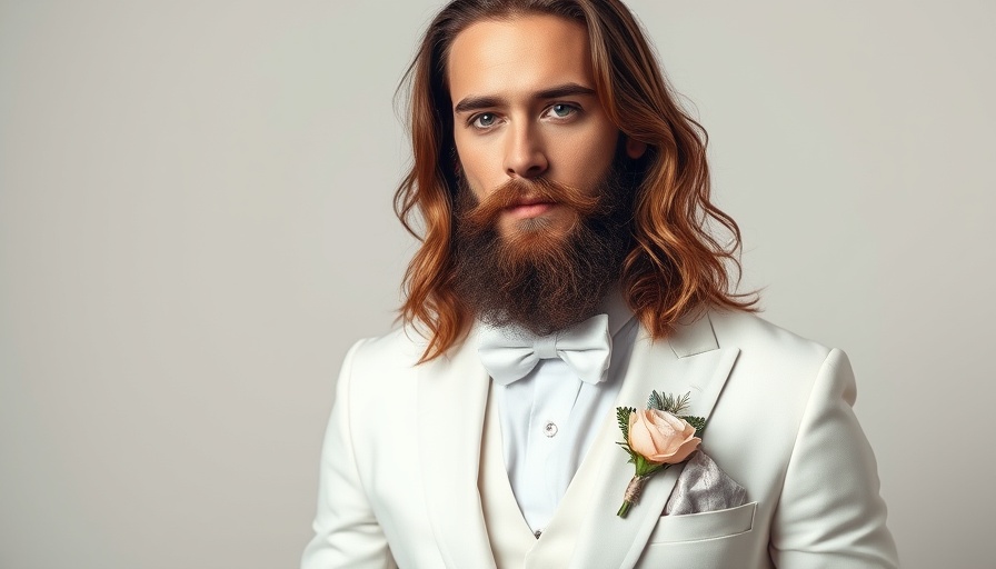 A well-dressed man with long hair and a beard in a formal setting.