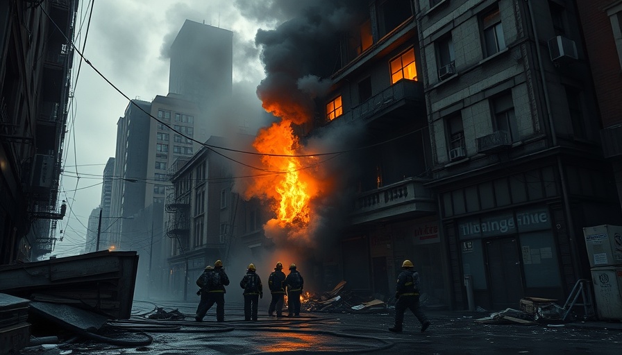 World news today: Firefighters battle blaze in damaged building.