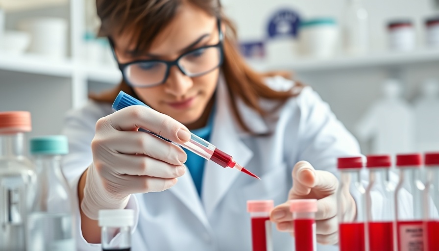 Scientist conducts blood test for aging in lab.