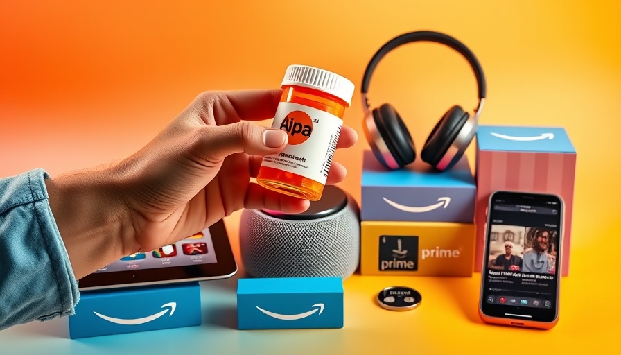Amazon Prime perks 2025 items displayed with colorful background.