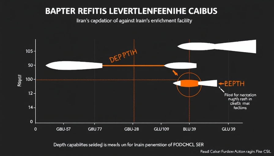 Diagram showing U.S. bomb penetration depths related to Iran facility.