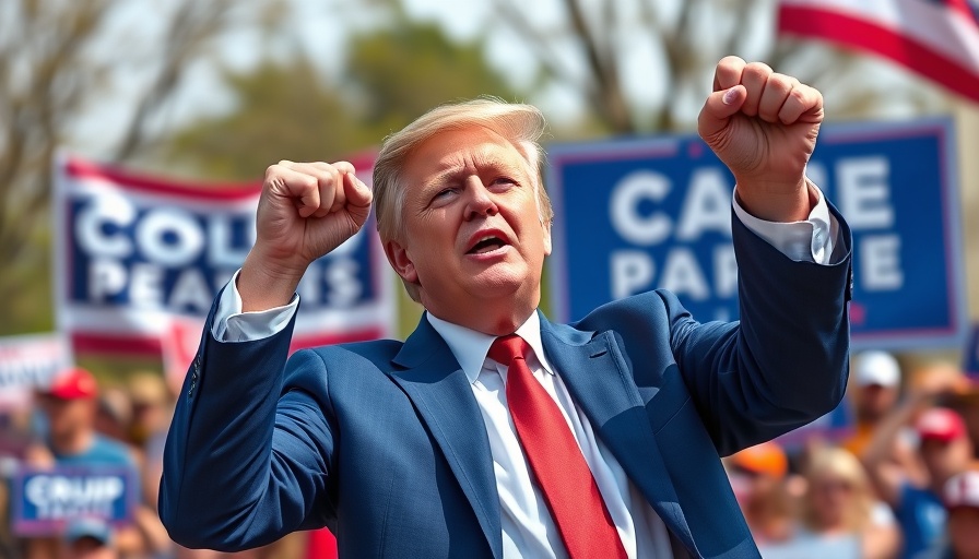 Confident politician speaking at a rally against political violence in America.