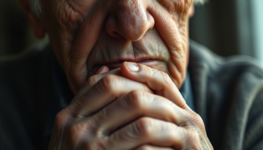 Close-up of elderly person pondering, vascular health risk factors dementia.