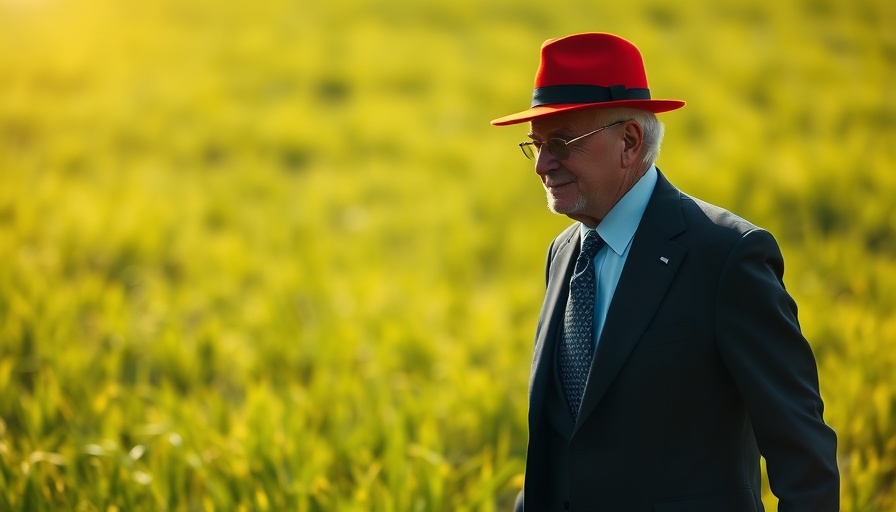 Figure in red hat walking on grass related to Truth Social outages.